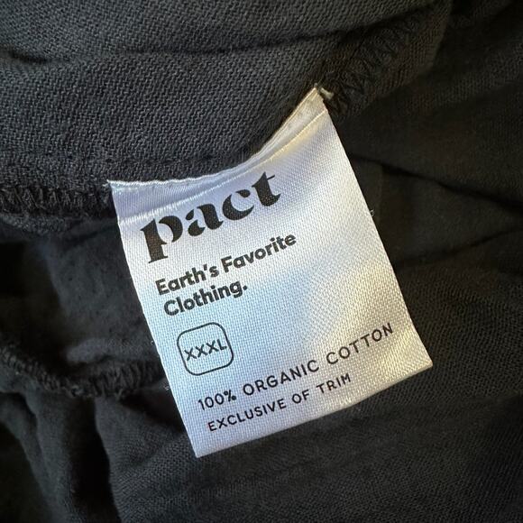 PACT Cropped Pants Black Wrinkled High Rise Wide Leg Lagenlook Goth - Picture 10 of 14